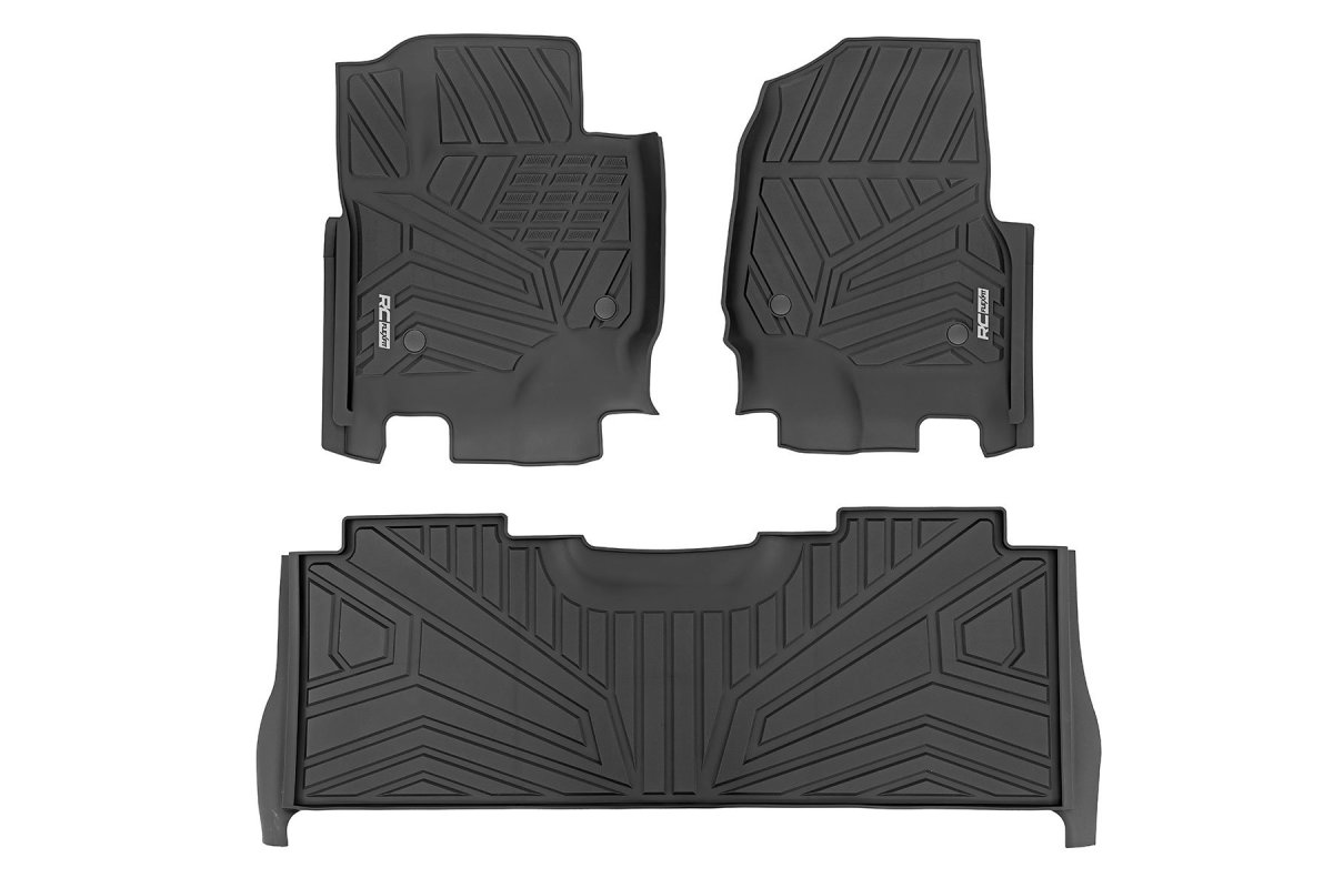 Ford F-350 Super Duty Floor Mats - Front + Rear - Rough Country - Flex-Fit - '17-'24